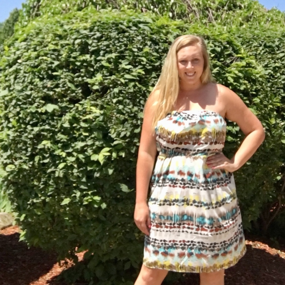 The Limited multi-color strapless dress